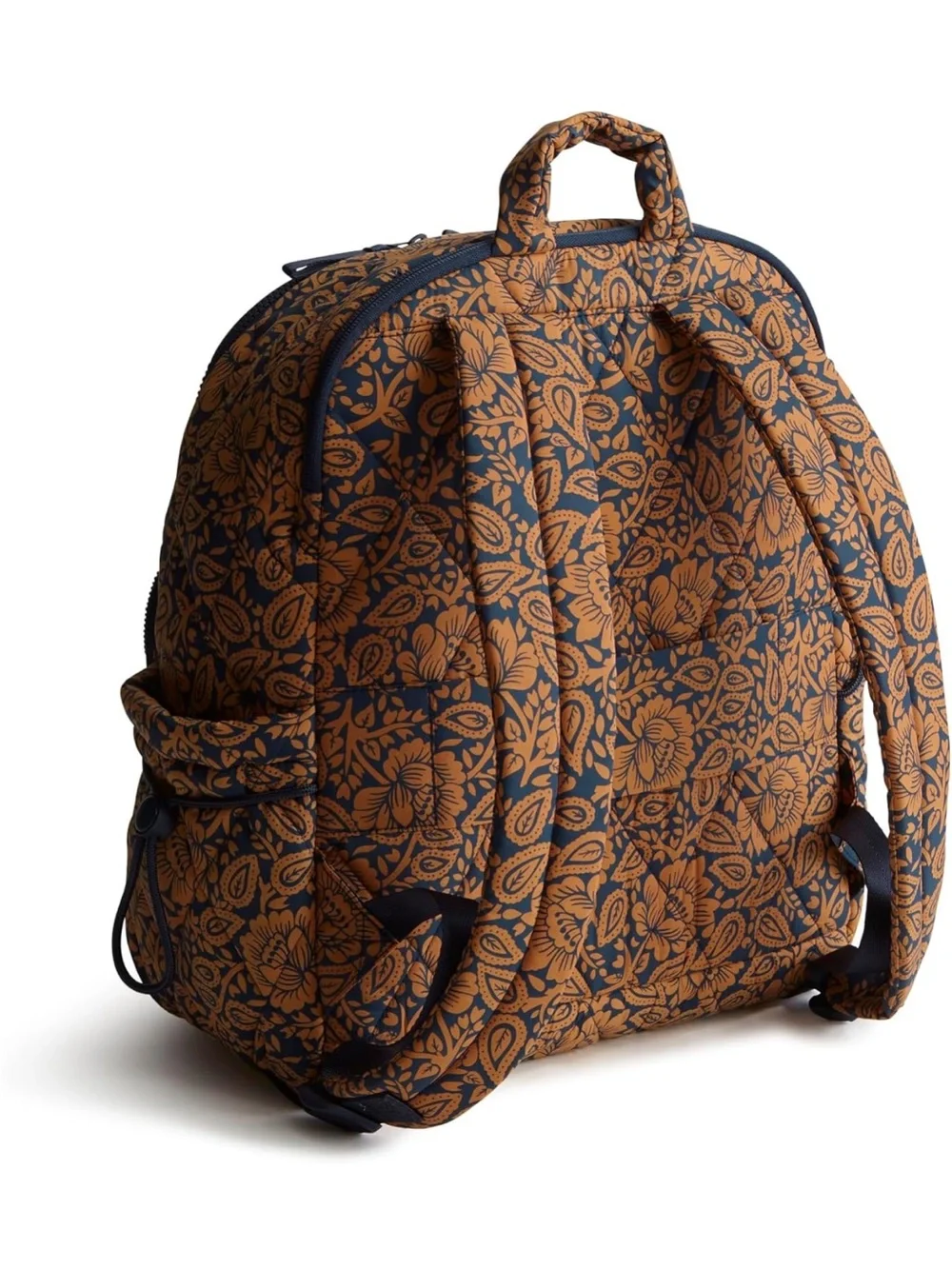 Vera Bradley Quilted Floral  Paisley Backpack in Navy & Tan
